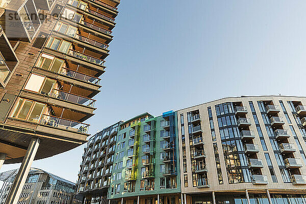 Modern residential buildings  modern architecture  Tjuvholmen  Aker Brygge  Oslo  Norway  Europe