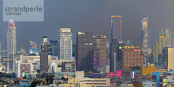 Panorama from Golden Mount  skyline of Bangkok  Thailand  Asia