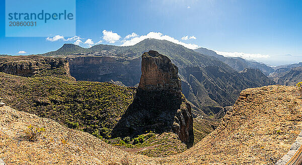 Panoramic view of the beautiful Roque Palmes near Roque Nublo in Gran Canaria  Canary Islands