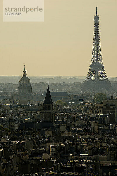 Eiffel Tower and Paris skyline  France  Western Europe  Europe