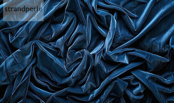 Closeup view of background draped with sumptuous velvet fabric in luxurious navy blue  abstract background AI generated