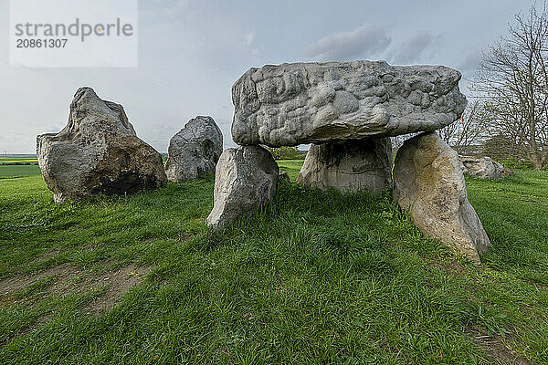 Lübbensteine  two megalithic tombs from the Neolithic period around 3500 BC on the Annenberg near Helmstedt  here the southern grave A (Sprockhoff no. 316)  Helmstedt  Lower Saxony  Germany  Europe