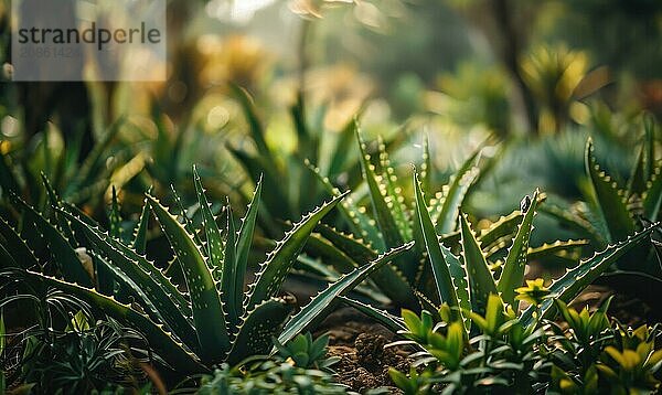 Aloe vera plants thriving in a botanical garden AI generated