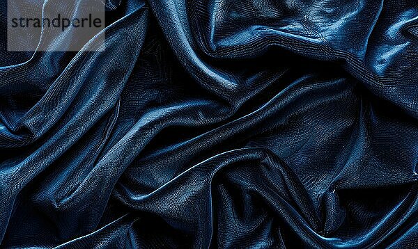 Closeup view of background draped with sumptuous velvet fabric in luxurious navy blue  abstract background AI generated