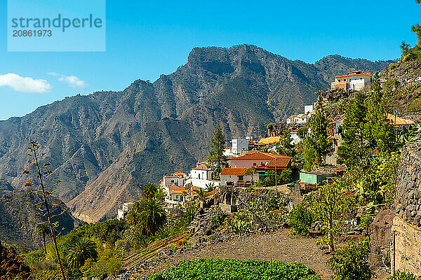 Beautiful mountain village near Roque Nublo in Gran Canaria  Canary Islands