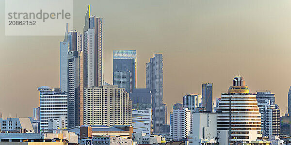 Panorama from Golden Mount  skyline of Bangkok  Thailand  Asia