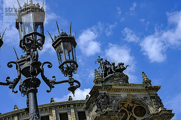 The world-famous Semper Opera House on Theatre Square in the inner old town of Dresden  Saxony  Germany  Europe