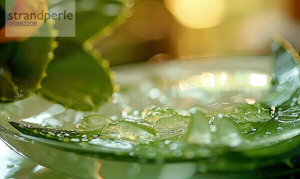 Close-up of aloe vera gel being extracted and blended with botanical oils and essences AI generated