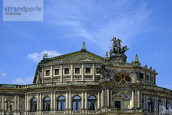 The world-famous Semper Opera House on Theatre Square in the inner old town of Dresden  Saxony  Germany  Europe