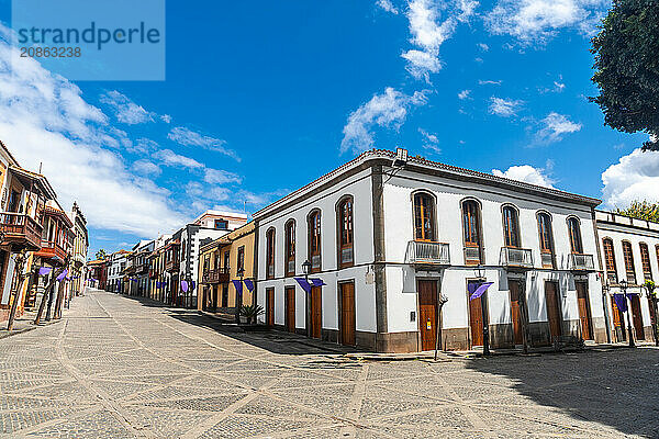 Beautiful streets in the square next to the Basilica of Nuestra Senora del Pino in the municipality of Teror. Gran Canaria  Spain  Europe