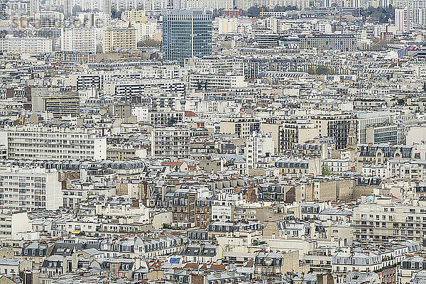 View from the height of the Eiffel Tower to the city centre  Paris  Île-de-France  France  Europe