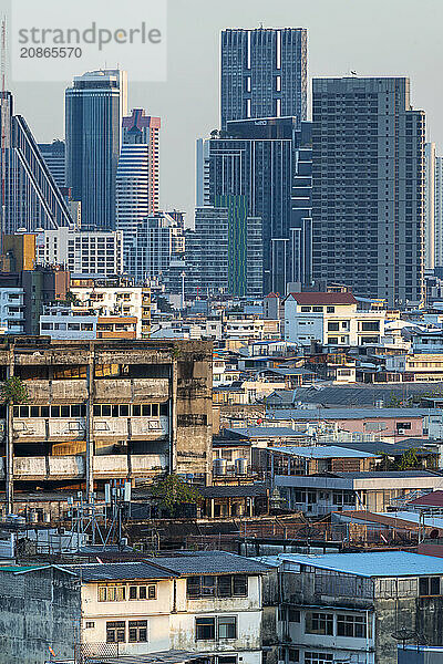 Panorama from Golden Mount  skyline of Bangkok  Thailand  Asia