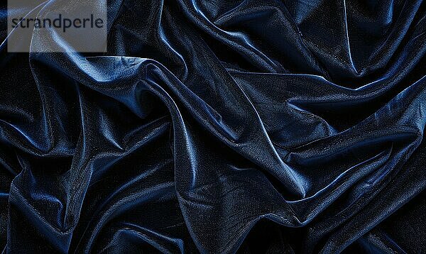 Closeup view of background draped with sumptuous velvet fabric in luxurious navy blue  abstract background AI generated