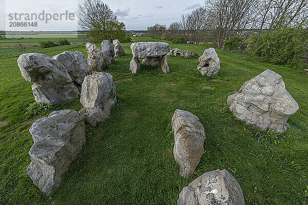 Lübbensteine  two megalithic tombs from the Neolithic period around 3500 BC on the Annenberg near Helmstedt  here the southern grave A (Sprockhoff no. 316)  Helmstedt  Lower Saxony  Germany  Europe