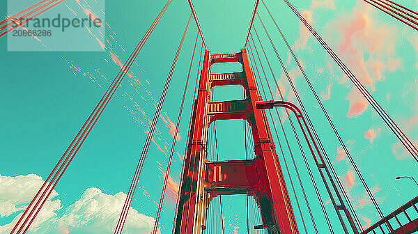 Upward view of the Golden Gate Bridges