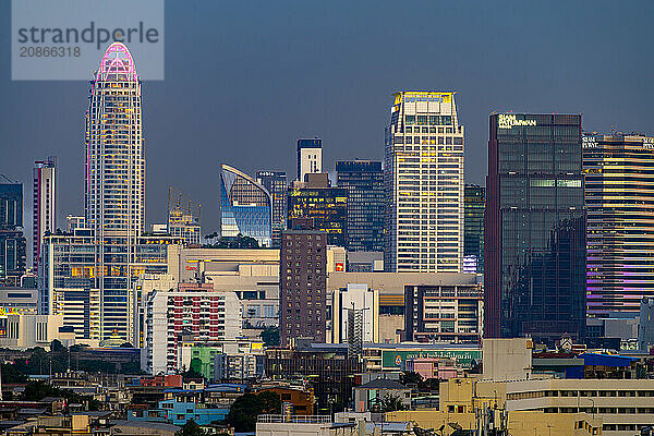 Panorama from Golden Mount  skyline of Bangkok  Thailand  Asia