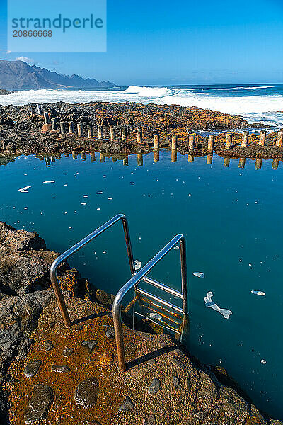 Stairs in the Las Salinas de Agaete natural pools in Puerto de Las Nieves in Gran Canaria  Spain  Europe