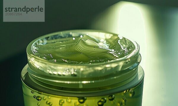 Close-up of a blank jar mockup filled with aloe vera face cream  skin care routine AI generated