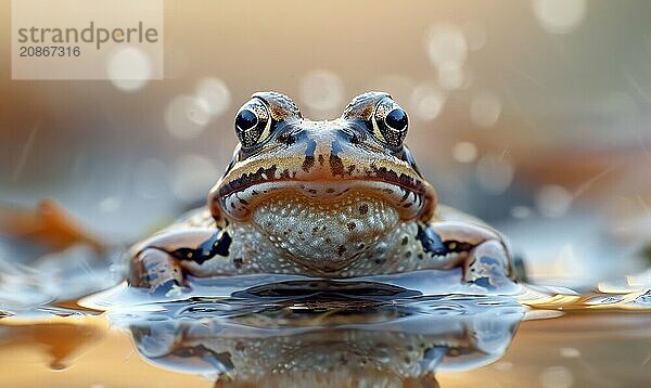 Macro portrait of a Rana arvalis with selective focus AI generated