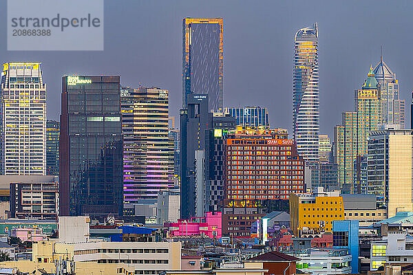 Panorama from Golden Mount  skyline of Bangkok  Thailand  Asia