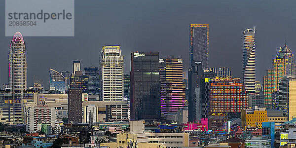 Panorama from Golden Mount  skyline of Bangkok  Thailand  Asia