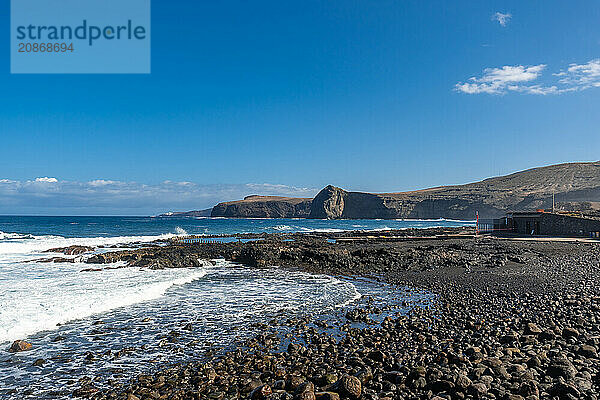 Beach near the Las Salinas de Agaete natural pools in Puerto de Las Nieves in Gran Canaria  Spain  Europe