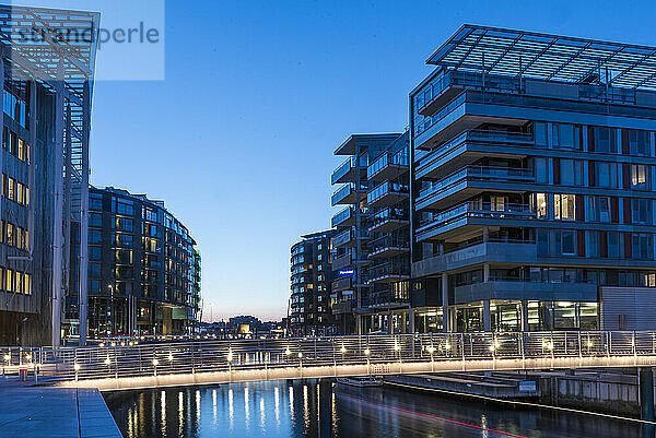 Modern residential buildings  modern architecture  Tjuvholmen  Aker Brygge  Oslo  Norway  Europe