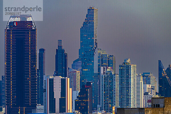 Panorama from Golden Mount  skyline of Bangkok  Thailand  Asia