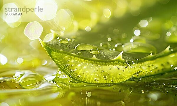 Close-up of Close-up of a freshly cut aloe vera leaf oozing with gel AI generated