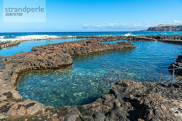 Beautiful natural pools Las Salinas de Agaete in Puerto de Las Nieves in Gran Canaria  Spain  Europe