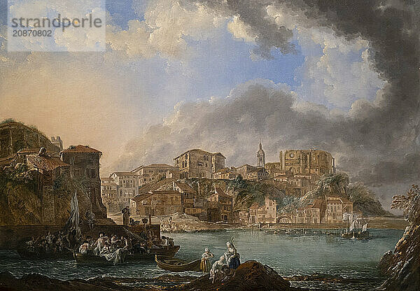 View of Bermeo  Luis Paret and Alcazar  1783  oil on copper  Museo de Bellas Artes  Bilbao  Spain  Europe