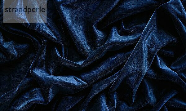 Closeup view of background draped with sumptuous velvet fabric in luxurious navy blue  abstract background AI generated