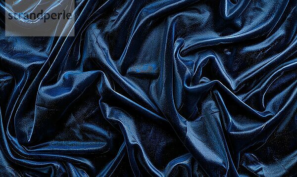 Closeup view of background draped with sumptuous velvet fabric in luxurious navy blue  abstract background AI generated