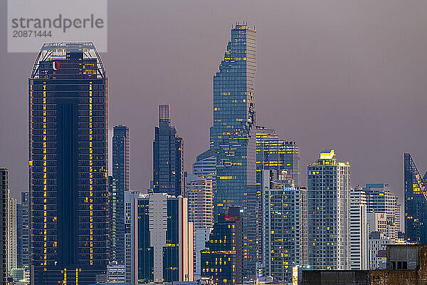 Panorama from Golden Mount  skyline of Bangkok  Thailand  Asia