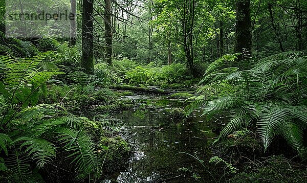 Closeup view of a bush in green spring forest AI generated