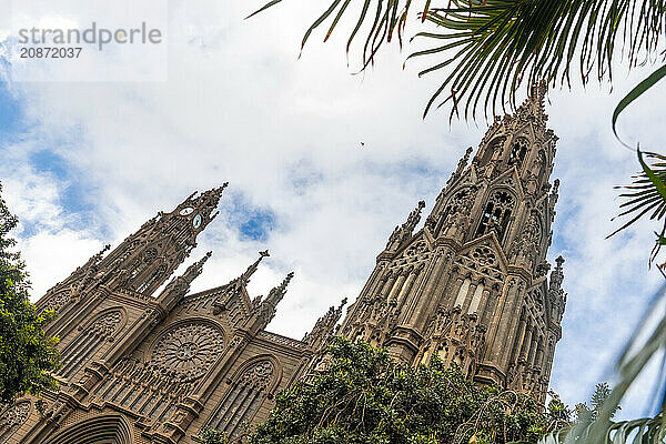 The beautiful Church of San Juan Bautista  Gothic Cathedral of Arucas  Gran Canaria  Spain  Europe