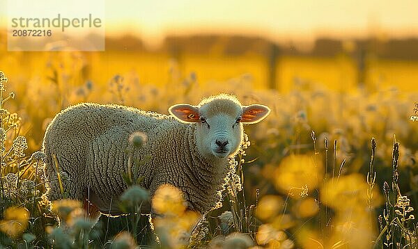 White sheep in the field  closeup AI generated