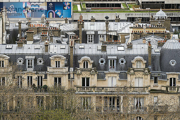 View of Belle Époque houses from the Eiffel Tower  Paris  Île-de-France  France  Europe