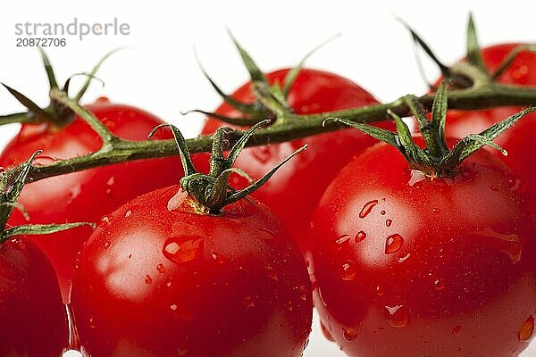 Tomatoes against a white background