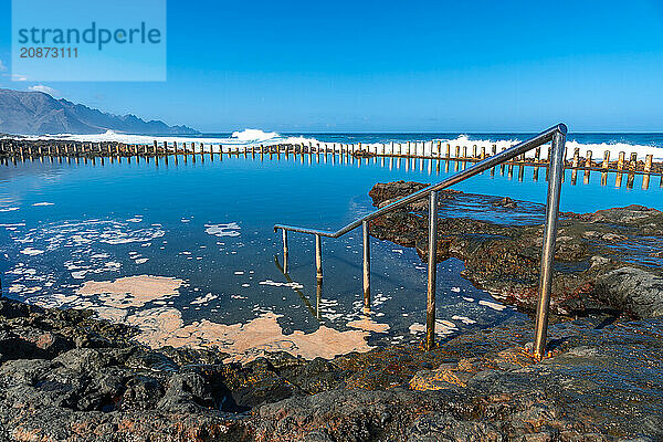 Stairs in the Las Salinas de Agaete natural pools in Puerto de Las Nieves in Gran Canaria  Spain  Europe