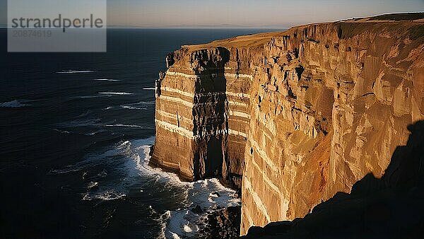 Dramatic view of lush undulating cliffs with breaking ocean waves  AI generated