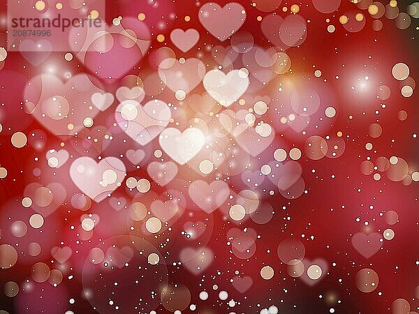 Heart blurred lights on colorfull background  Background with beautiful pink hearts  Hearts texture background