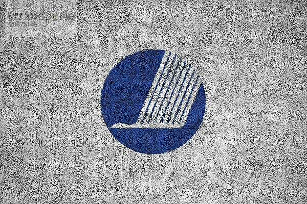 Nordic Council Flag painted on the cracked grunge concrete wall