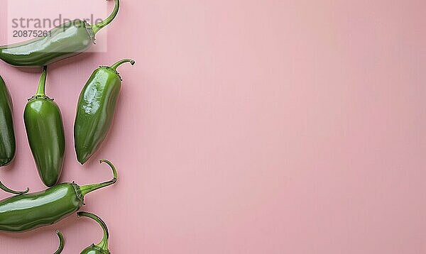 Top view of colorful peppers on a pink background AI generated