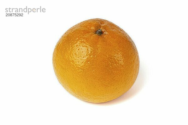 An orange fruit with orange leaves isolated on a white background