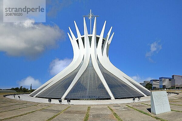 Roman Cathedral of Brasilia or Metropolitan Cathedral of Our Lady of Aparecida  designed by Oscar Niemeyer  Brasília  World Heritage Site  Brasilia  Federal district  Brazil  South America