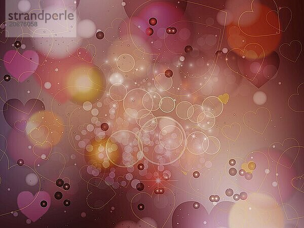 Heart blurred lights on colorfull background  Background with beautiful pink hearts  Hearts texture background