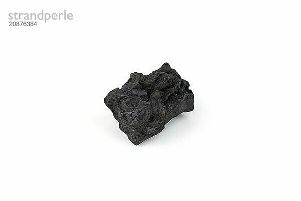 Natural wood charcoal isolated on white background. Pile of coal isolated on white background