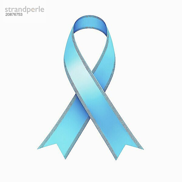 Light blue ribbon over a transparent background. Symbol of prostate cancer and trisomy awareness. AI generated