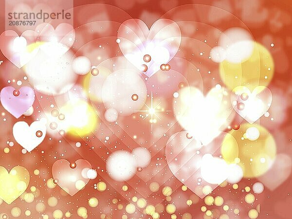 Heart blurred lights on colorfull background  Background with beautiful pink hearts  Hearts texture background